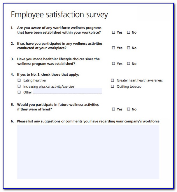 Employee Satisfaction Survey Questionnaire Templates