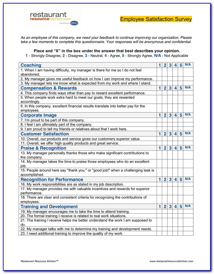 Employee Satisfaction Survey Questionnaires