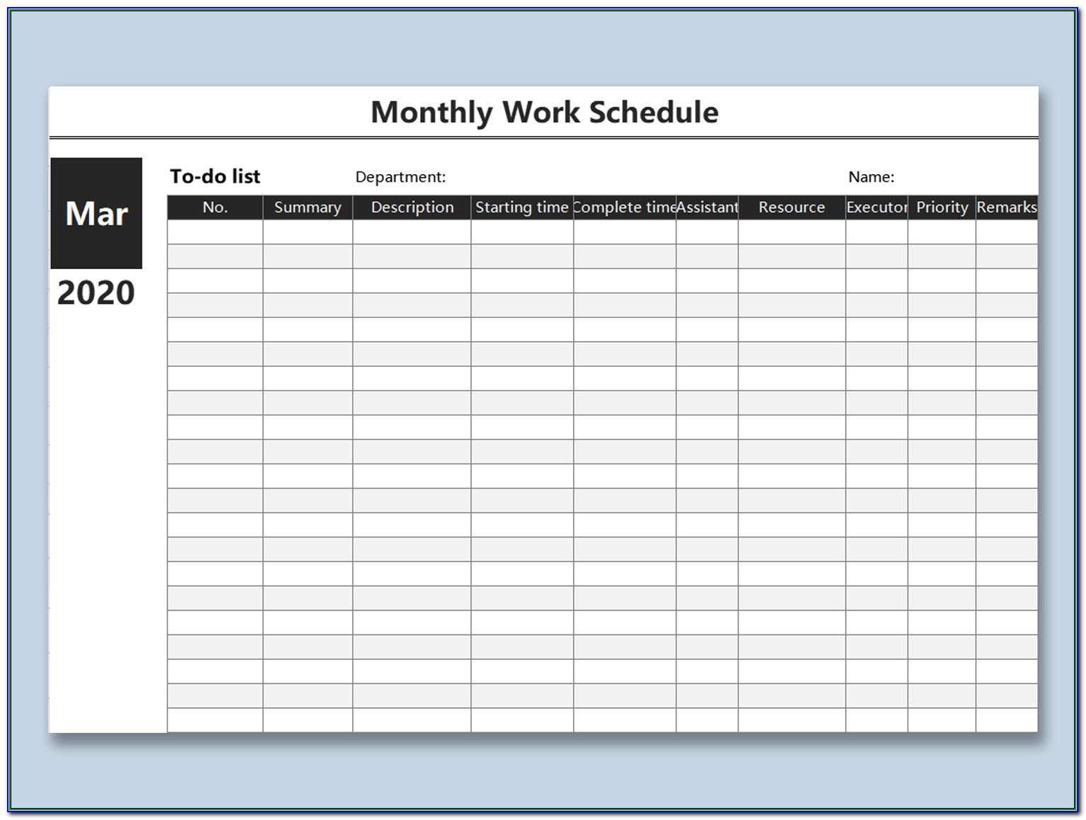 Employee Schedule Maker Excel Template