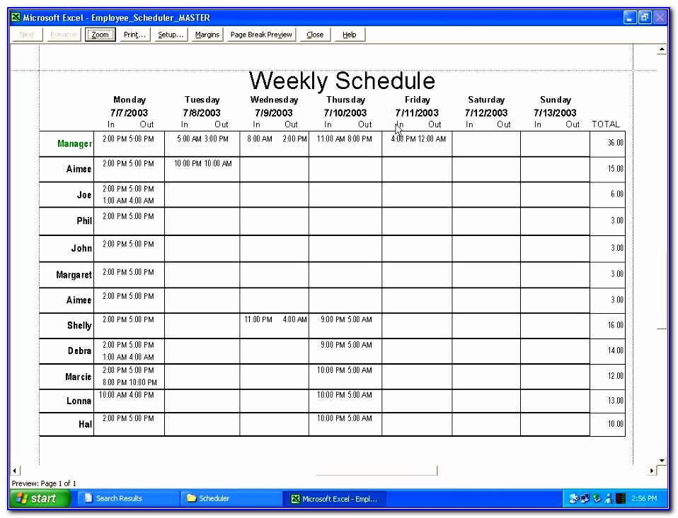Employee Schedule Template Free Download