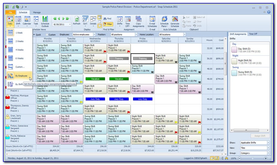 Employee Scheduling Excel Template