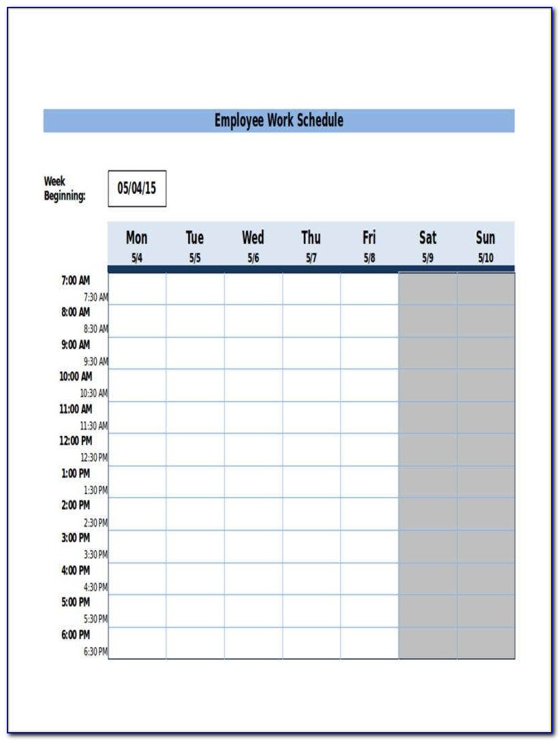 Employee Shift Schedule Calendar Template