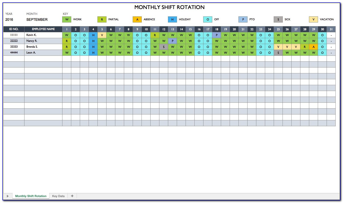 Employee Shift Schedule Generator Excel Template