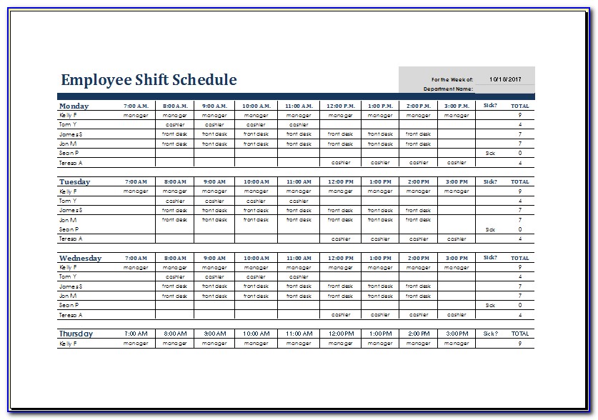 Employee Shift Schedule Templates