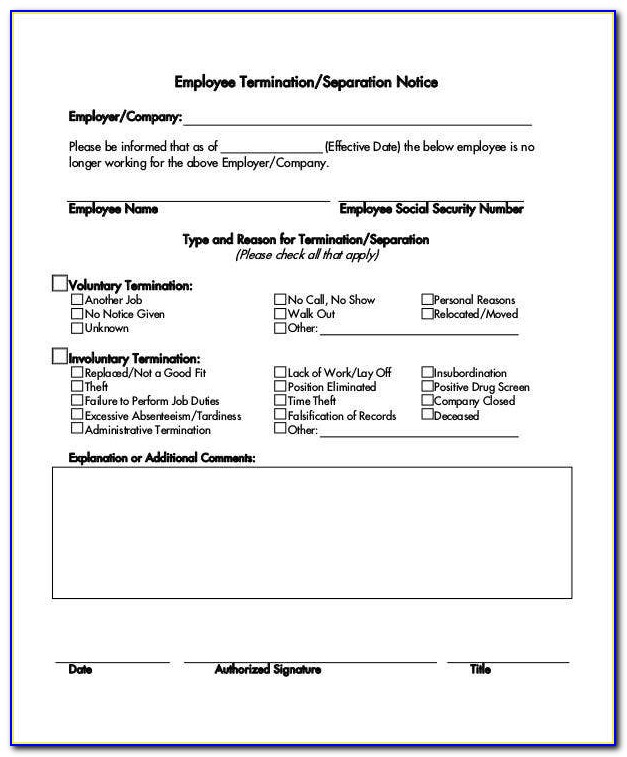 Employee Termination Notice Form