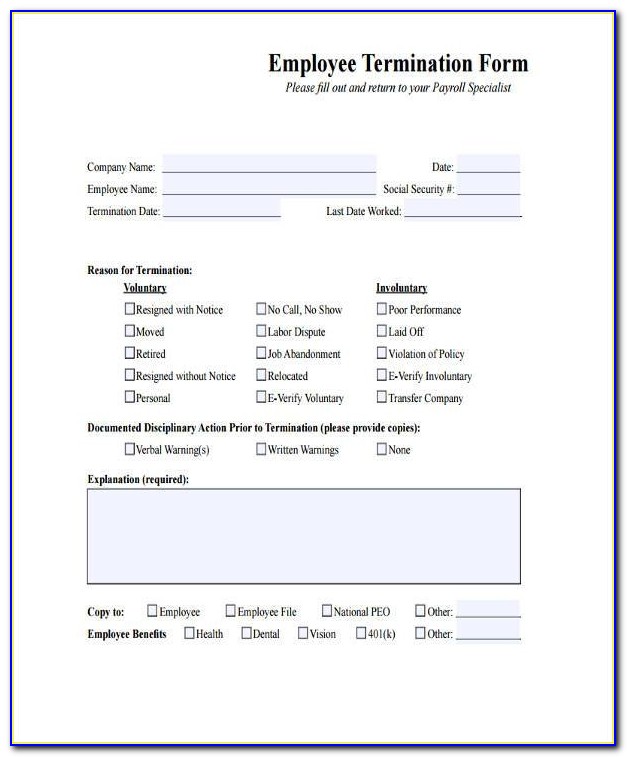 Employee Termination Notice Format