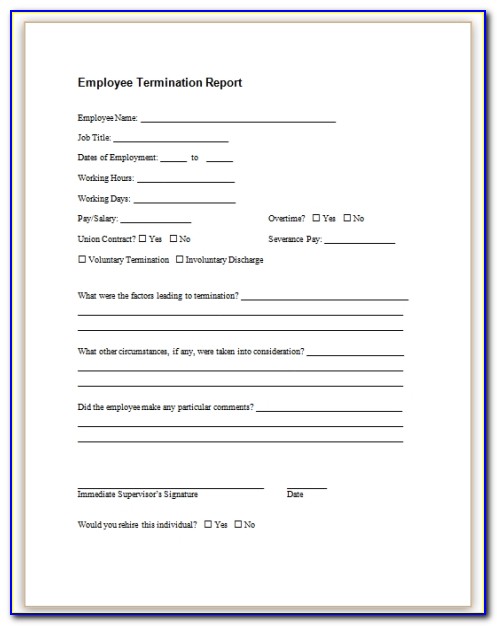 Employee Termination Template Form