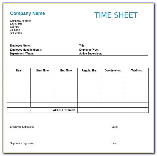 Employee Timesheet Template Excel Spreadsheet