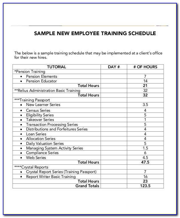 Employee Training Plan Excel Template