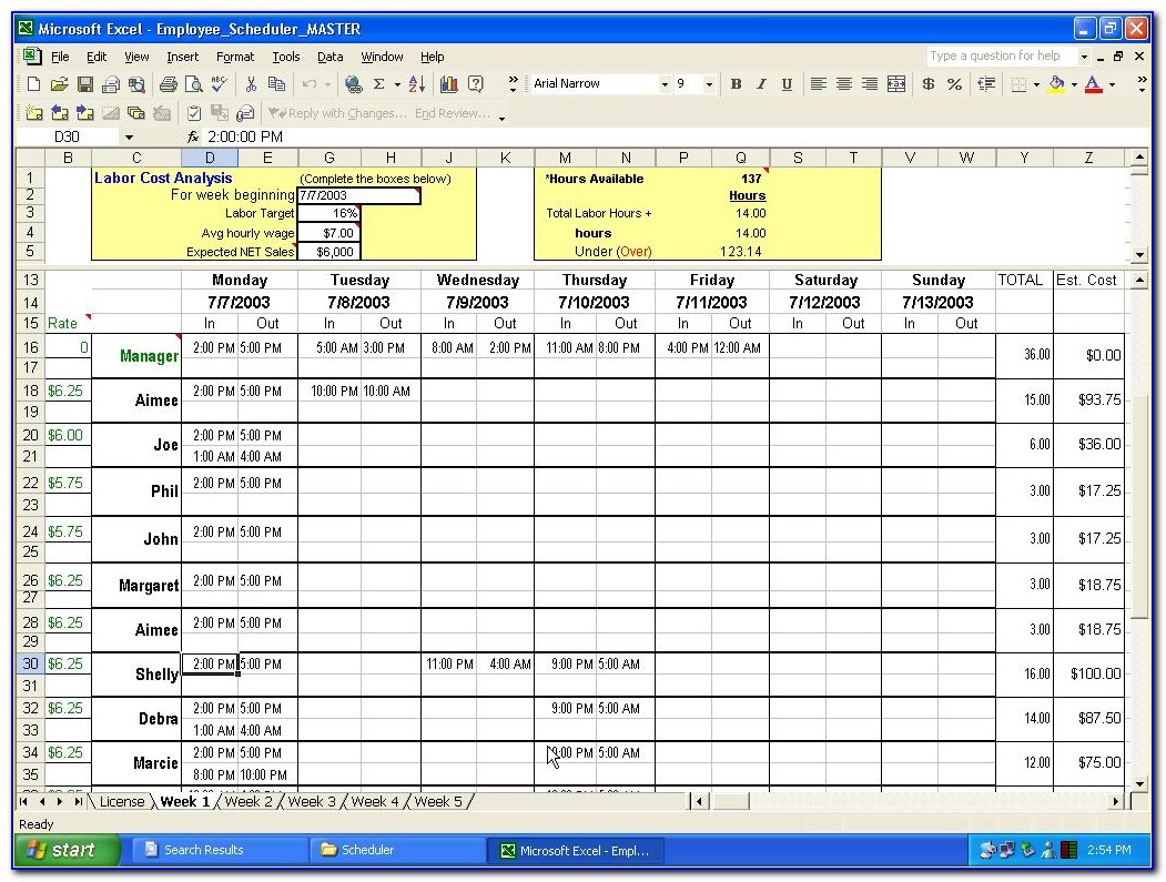 Employee Training Schedule Template Xls