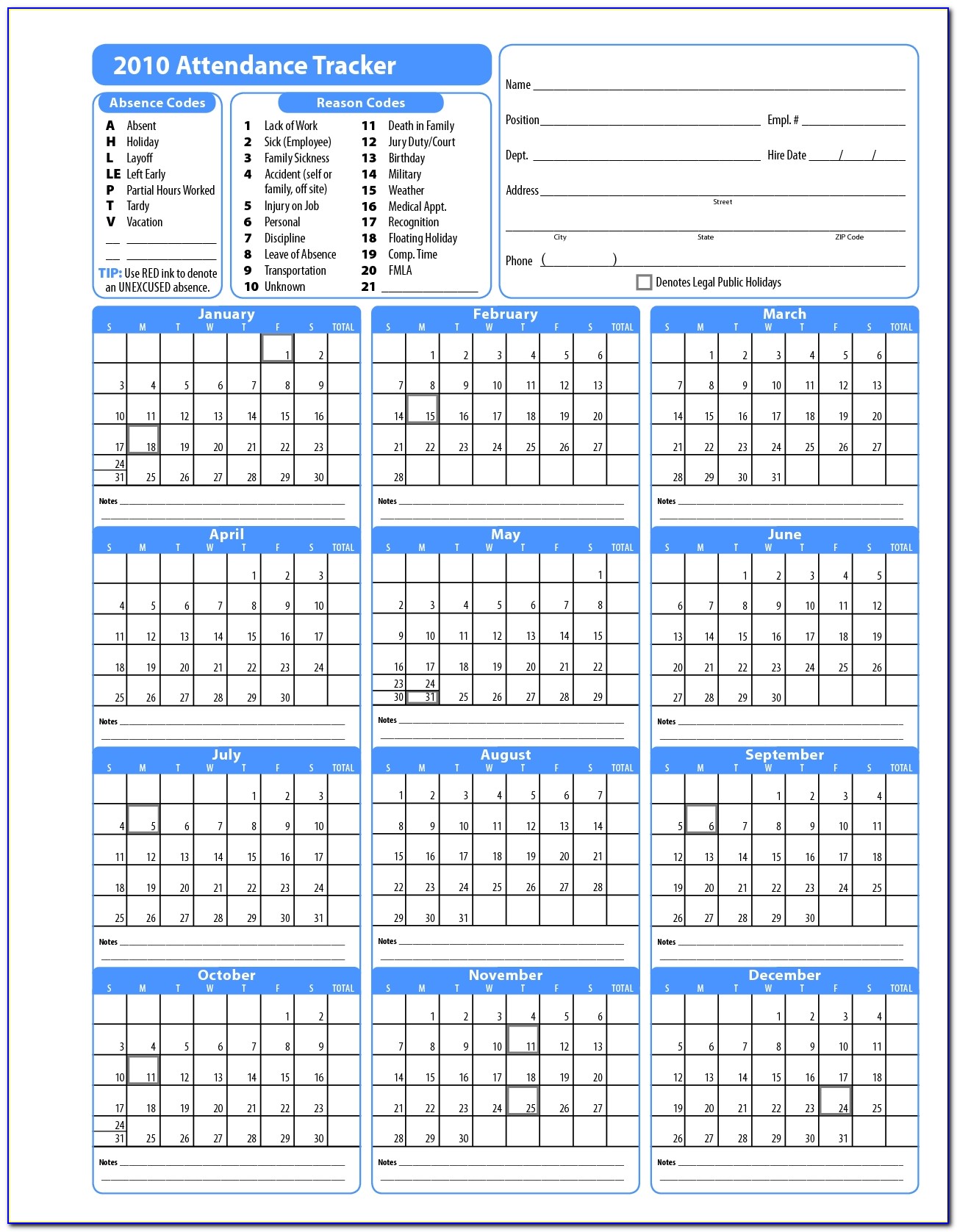 Employee Vacation Planner Template 2014