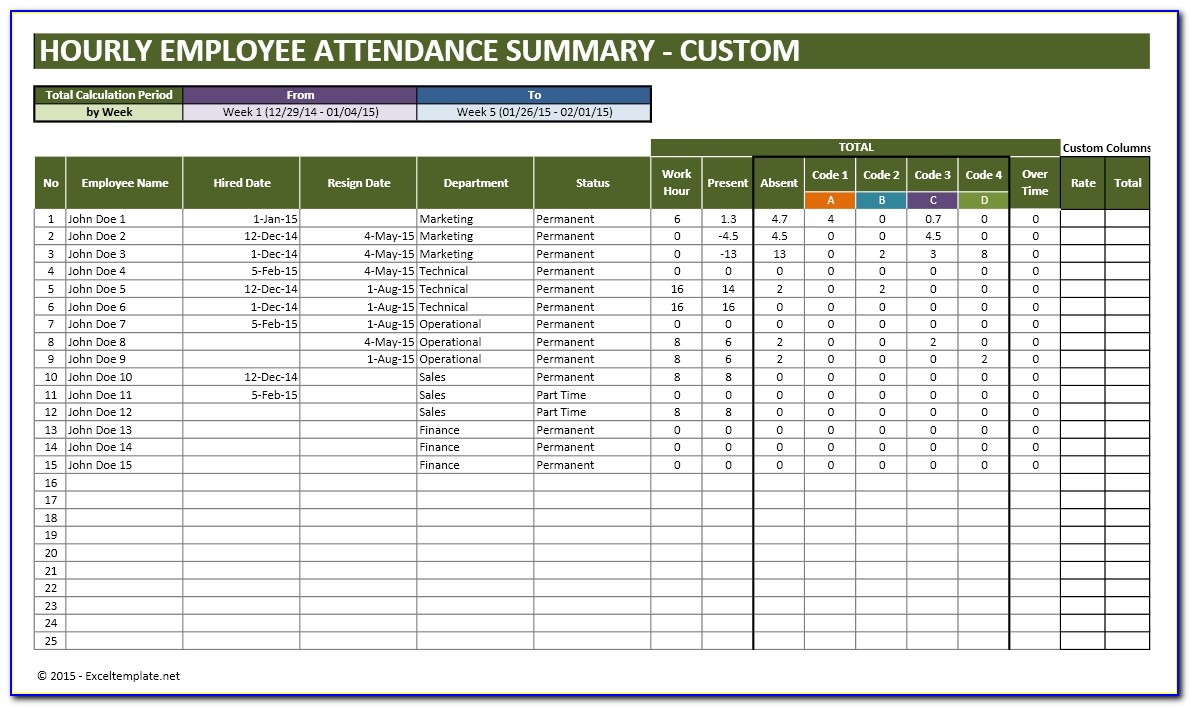 Employee Vacation Tracker Template 2015