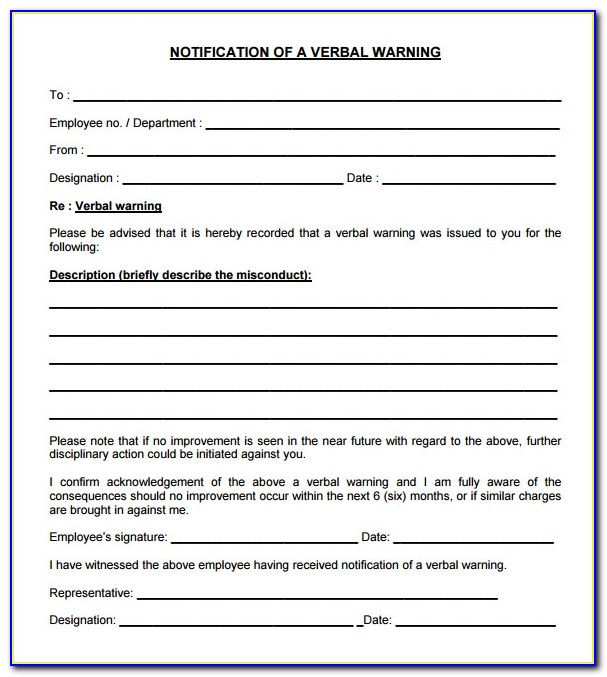 Employee Warning Write Up Form Template