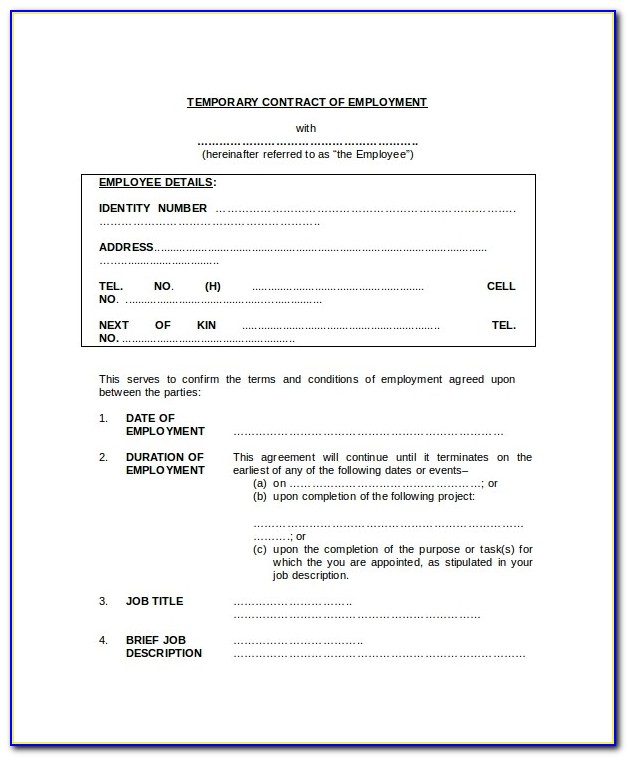 Employment Contract Example South Africa