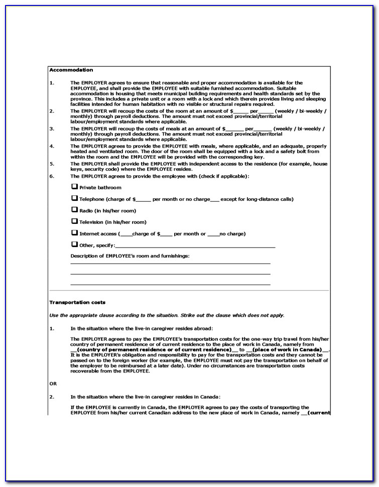 Employment Contract Sample Canada