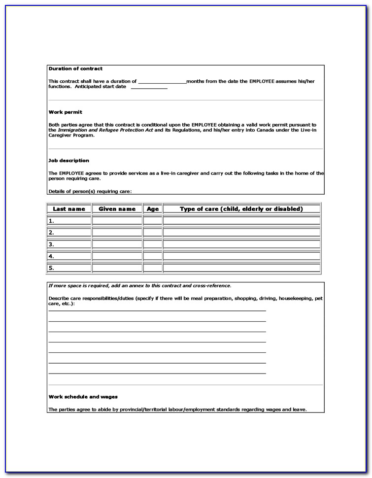Employment Contract Template Canada Free