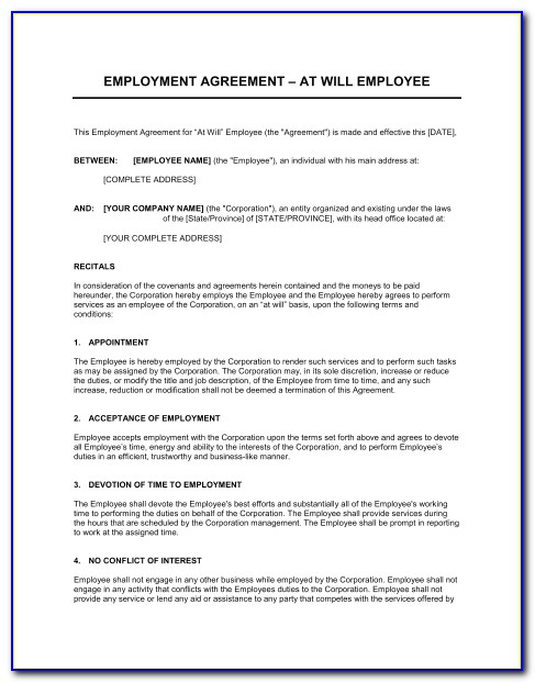 Employment Contract Template Word Uk