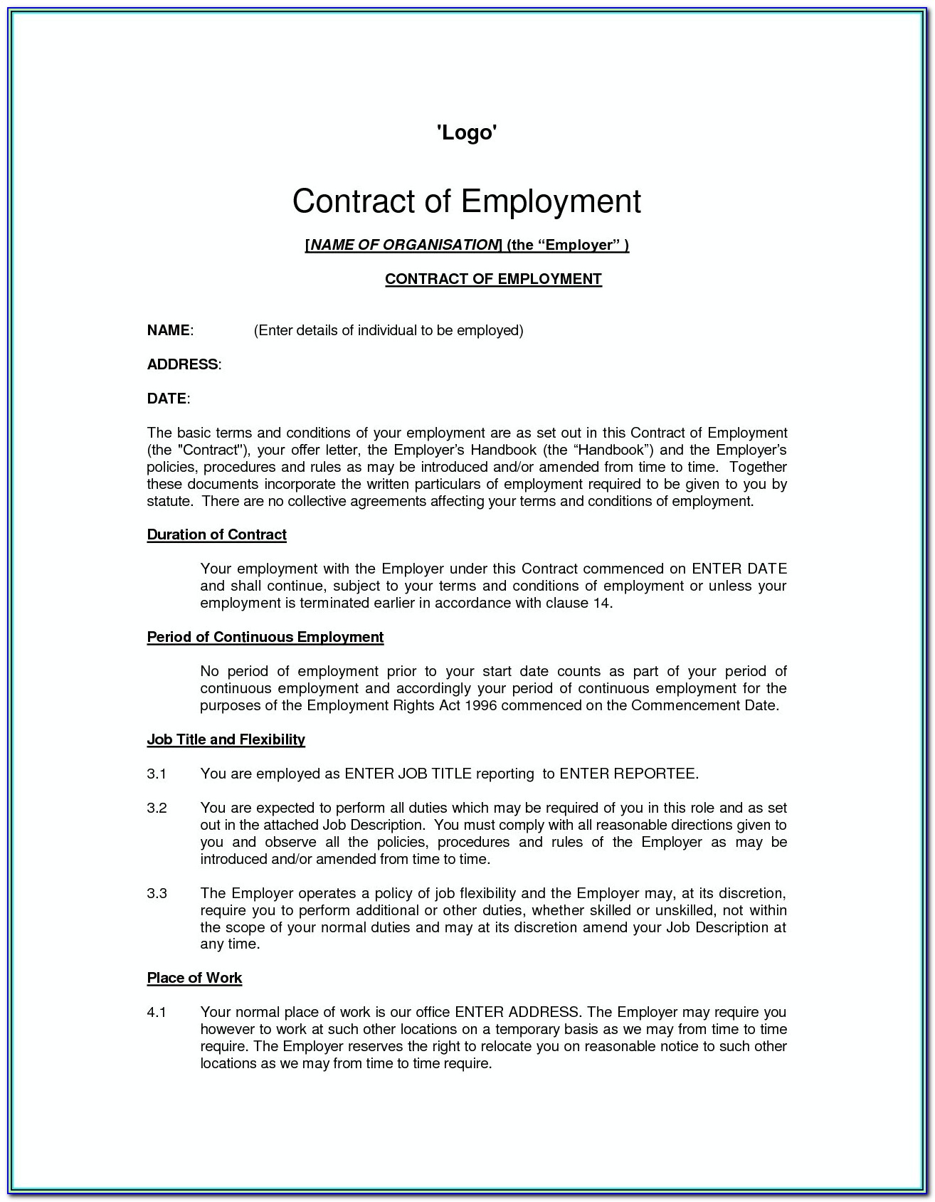 Employment Handbook Template Australia