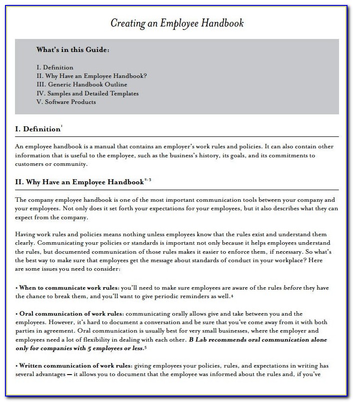Employment Handbook Template Free