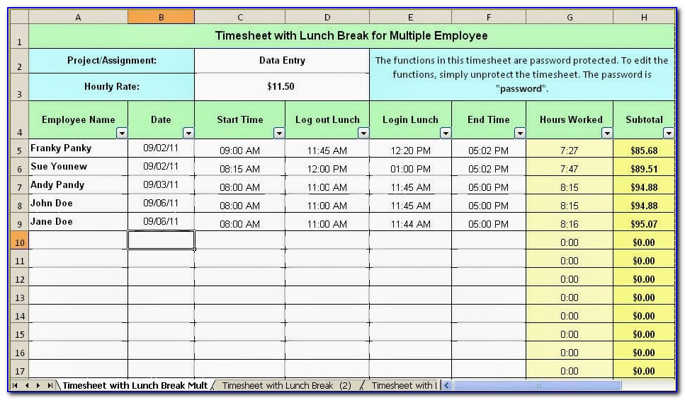 Employment Invoice Template Free