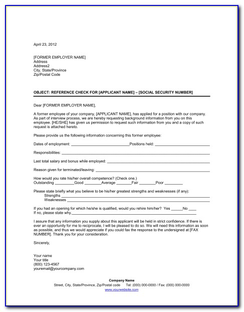 Employment Reference Check Form Answers