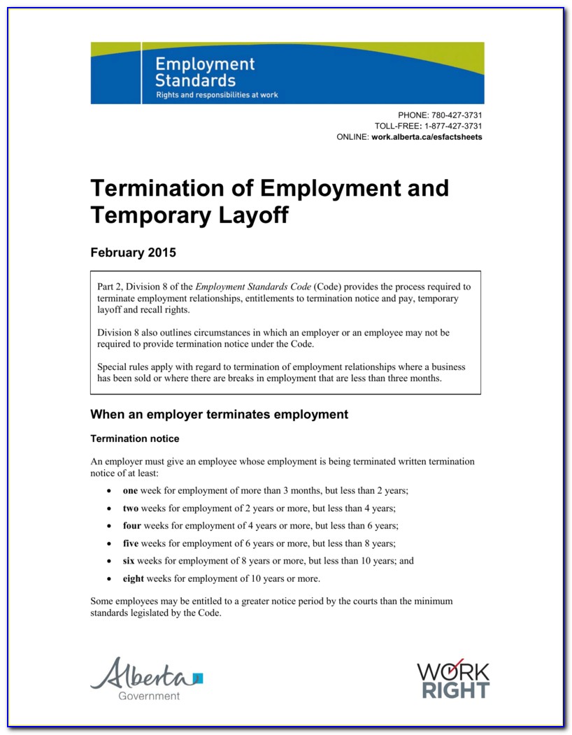 Employment Termination Form Template