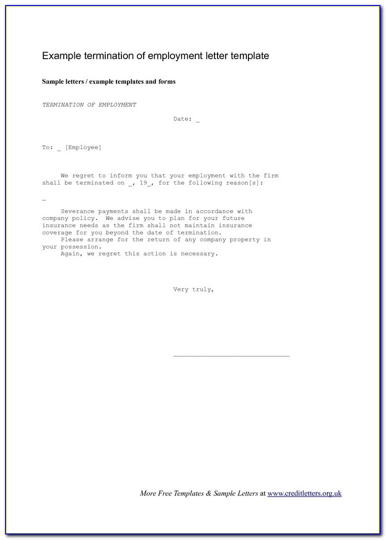 Employment Termination Letter Sample Ontario