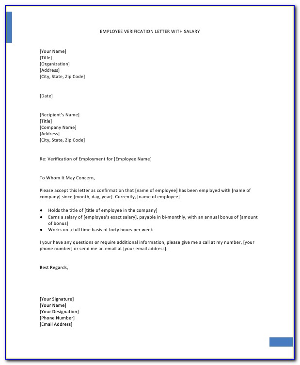 Employment Verification Letter Template Word South Africa