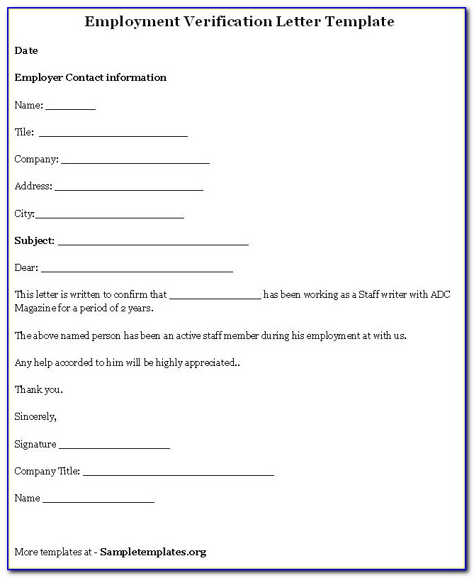 Employment Verification Request Form Template