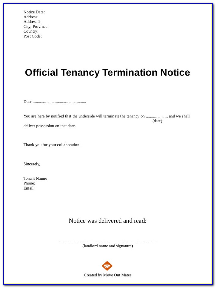 Ending Tenancy Notice Letter Template Uk