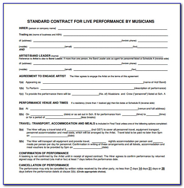 Entertainment Booking Contract Template