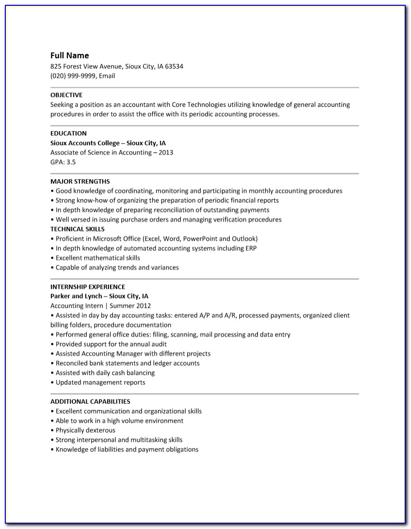Entry Level Resume Template Microsoft Word