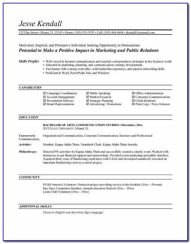 Entry Level Resume Template Open Office