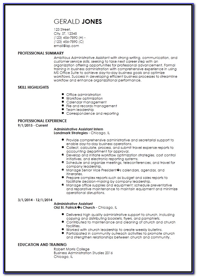Entry Level Resume Templates Download