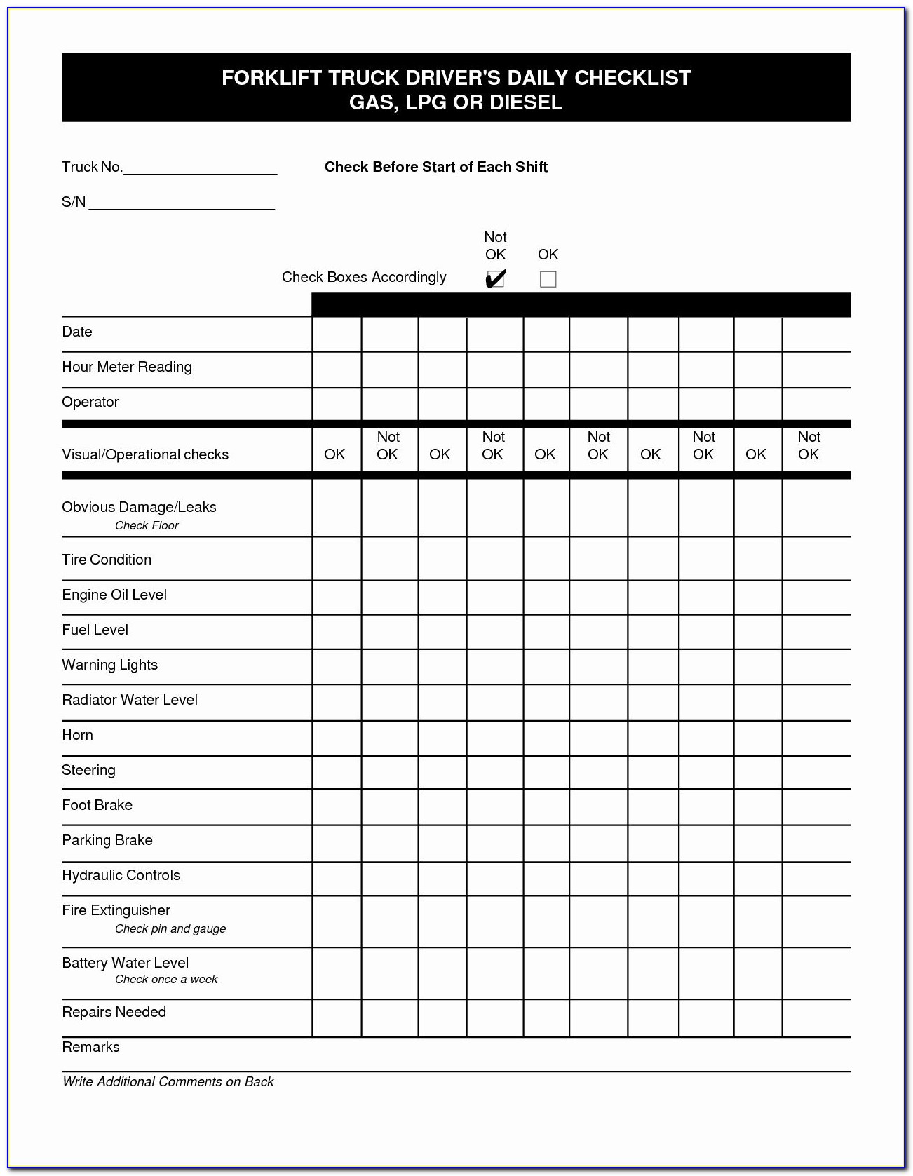 Turnout Gear Inspection Form