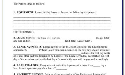 Equipment Lease Agreement Forms
