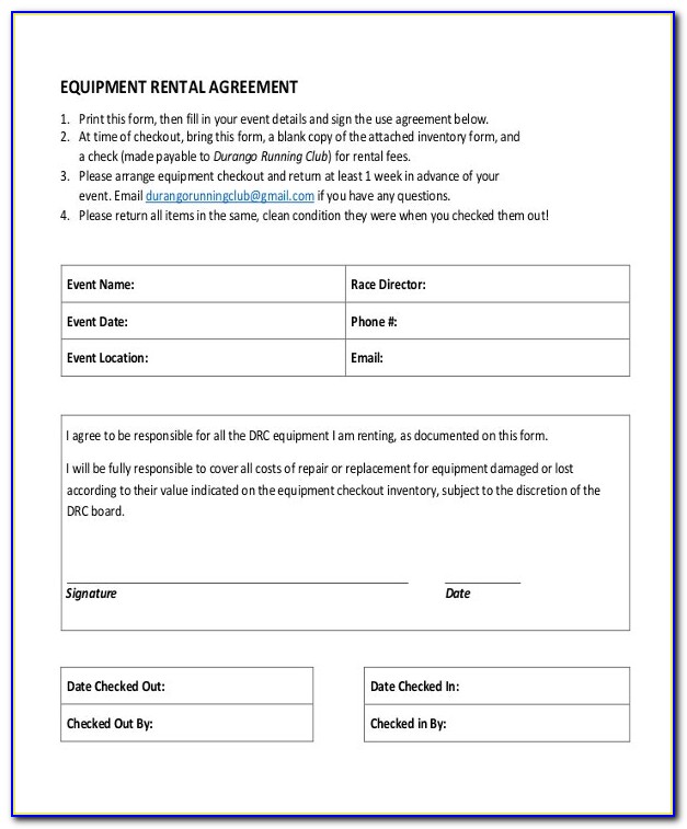 Equipment Lease Agreement Template Pdf