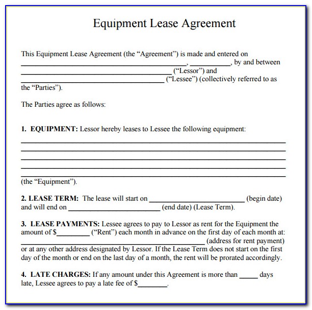 Equipment Lease Agreements Templates