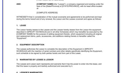 Equipment Lease Contract Example