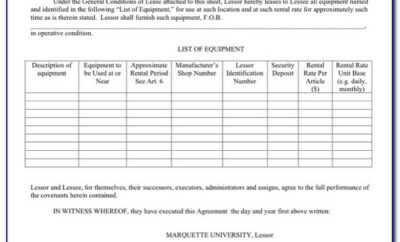 Equipment Lease Form Template