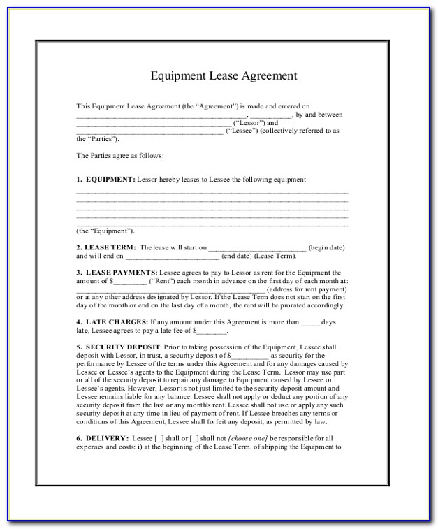 Equipment Lease Purchase Contract Template