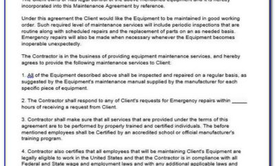 Equipment Maintenance Agreement Contract