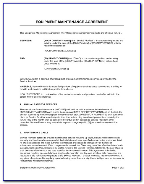 Equipment Maintenance Checklist Form