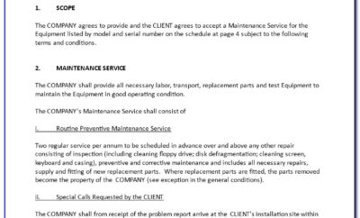 Equipment Maintenance Service Contract Template