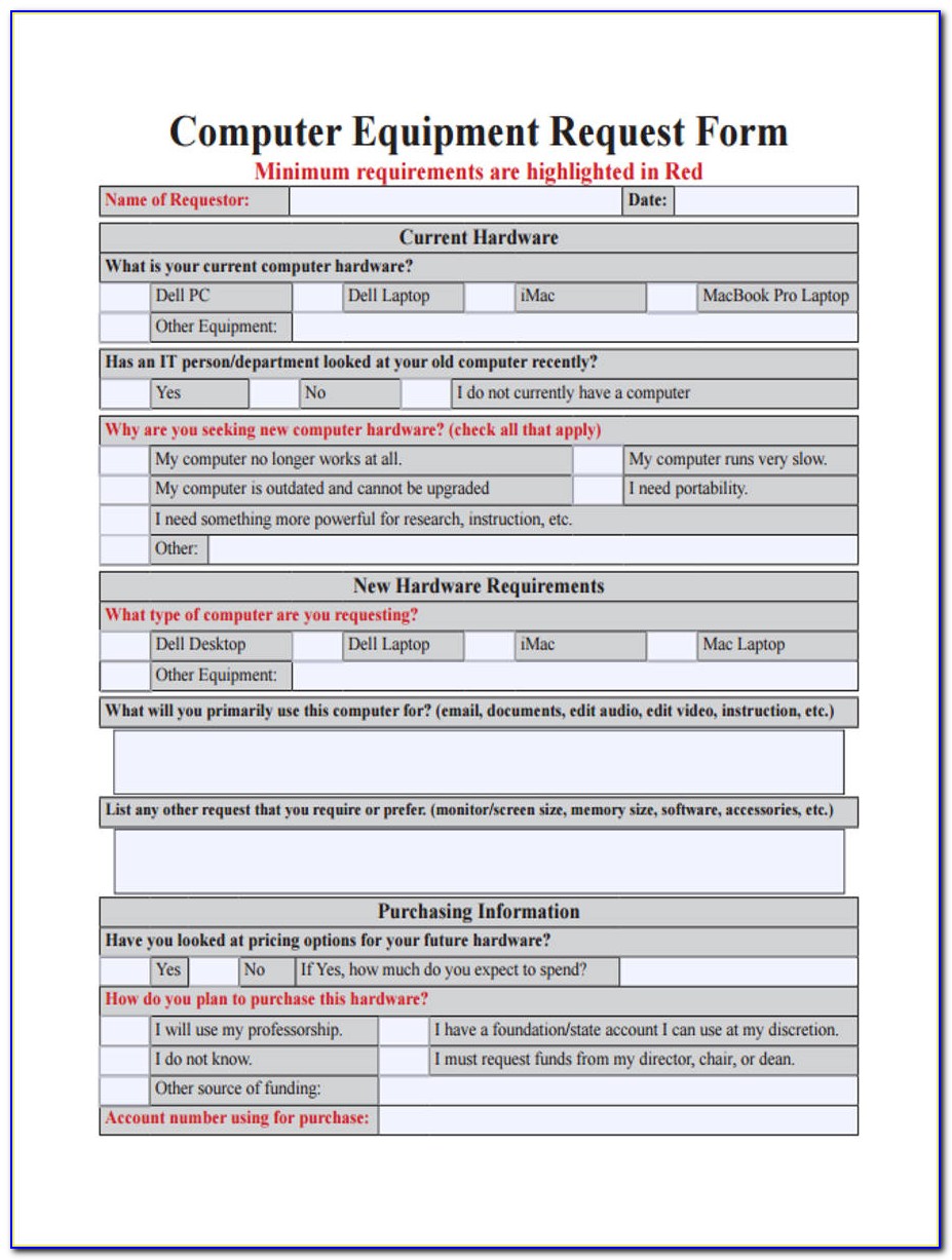Equipment Requisition Form Template Excel