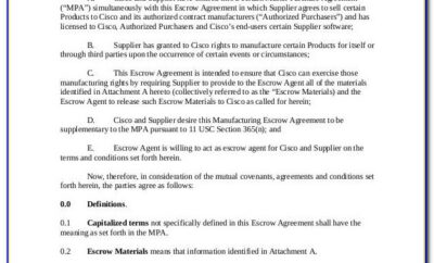 Escrow Agreement Format India