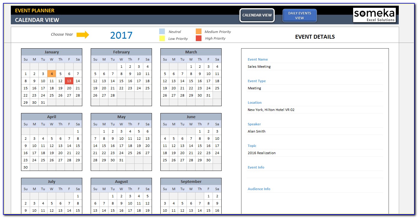 Event Agenda Template Excel