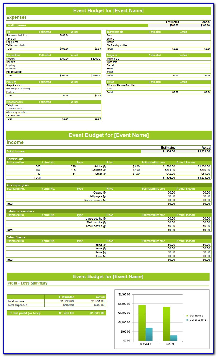 Event Budget Planner Template