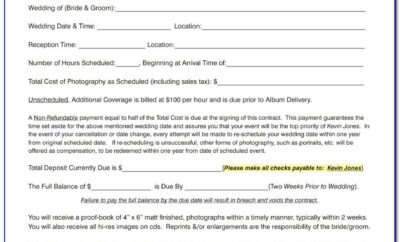 Event Photography Contract Example