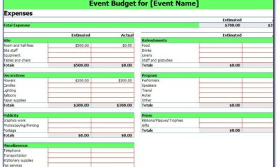 Event Planner Budget Template Excel